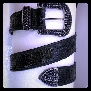 Guess black leather studded belt